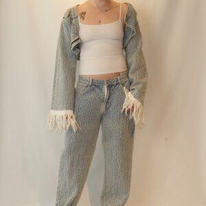 I Love DIY medium unisex cotton woven two piece up-cycled denim set